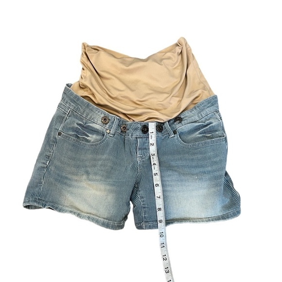 MATERNITY PARASUCO Striped Stretch Casual Denim Mini Short XS - Picture 7 of 9